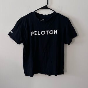 Peloton Womens black short sleeve century front logo t shirt size small